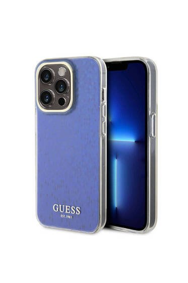 iPhone 15 Pro Max Uyumlu Kılıf Guess Lisanslı Yazı Logolu Mirror Disco Kapak Mor