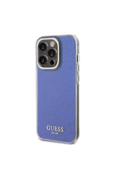 iPhone 15 Pro Max Uyumlu Kılıf Guess Lisanslı Yazı Logolu Mirror Disco Kapak Mor