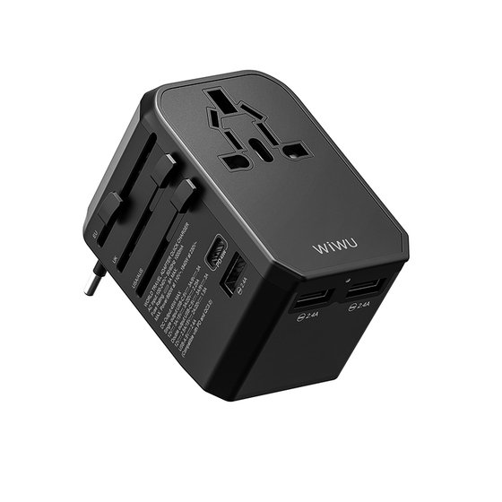 Çoklu Universal TR/US/UK/AUS/EU Uyumlu Şarj Adaptörü Wiwu UA-304  45W PD Hızlı Şarj Gücü