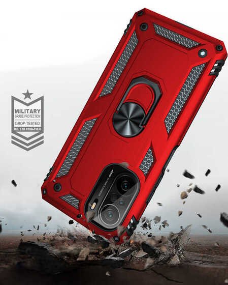 Xiaomi Mi 11İ Kılıf Yüzüklü Standlı Manyetikli Armor Zırh