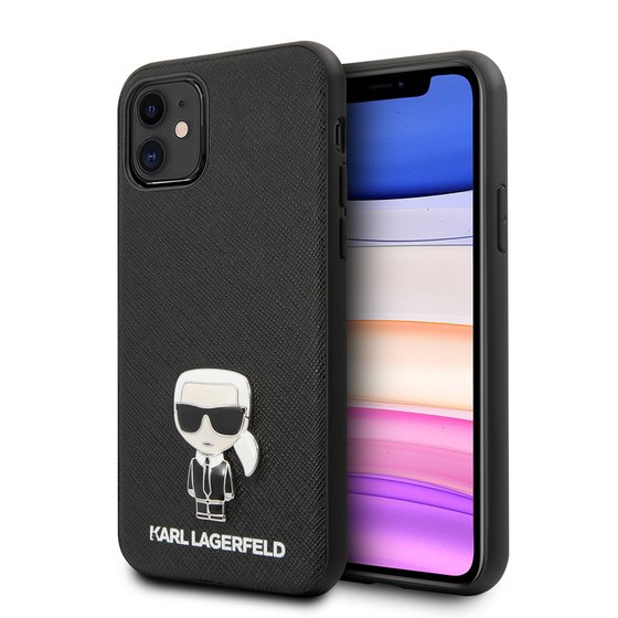 Apple iPhone 11 Kılıf Karl Lagerfeld PU Suni Deri Karl Dizayn Kapak