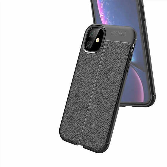 iPhone 11 Kılıf Deri Desenli Kamera Korumalı Silikon