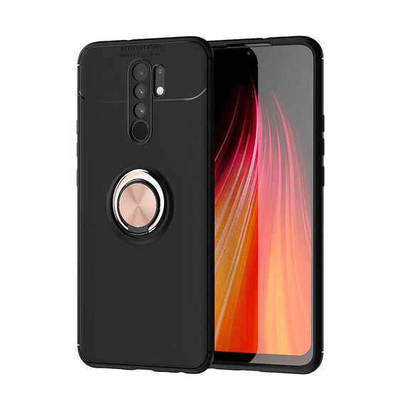 Xiaomi Redmi 9 Kılıf Yüzüklü Standlı Manyetikli Silikon Kılıf