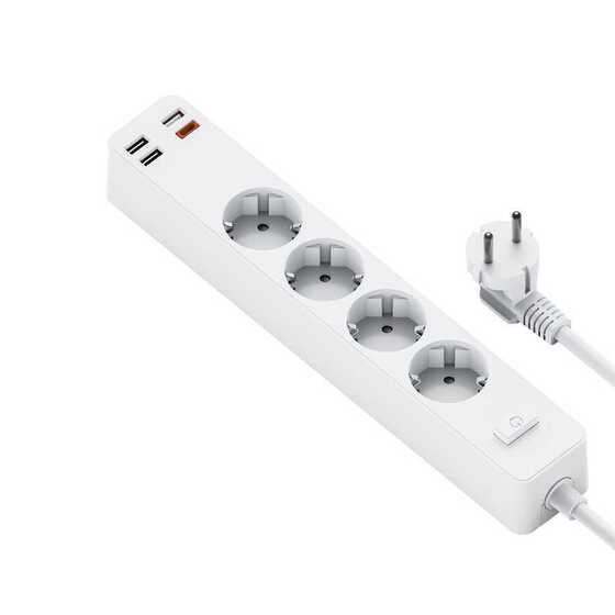 Wiwu PD20W U01EU Power Strip 4lü Priz 3 USB 1 Type-C PD 20W Hızlı Şarj 160 cm Akım Korumalı