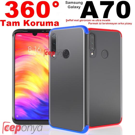 Samsung Galaxy A70 Kamera Korumalı Şeffaf 360 Tam Koruma Kılıf