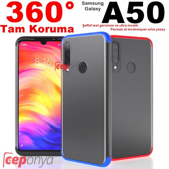 Samsung Galaxy A50 Kamera Korumalı Şeffaf 360 Tam Koruma Kılıf