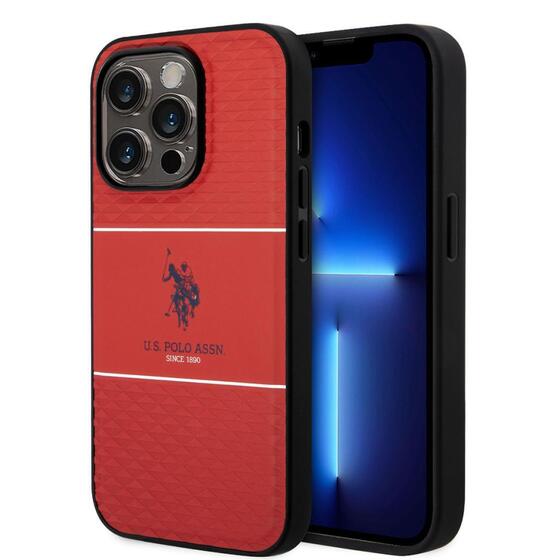 Apple iPhone 14 Pro Kılıf U.S. POLO ASSN. Deri Şeritli Logo Dizayn Kapak