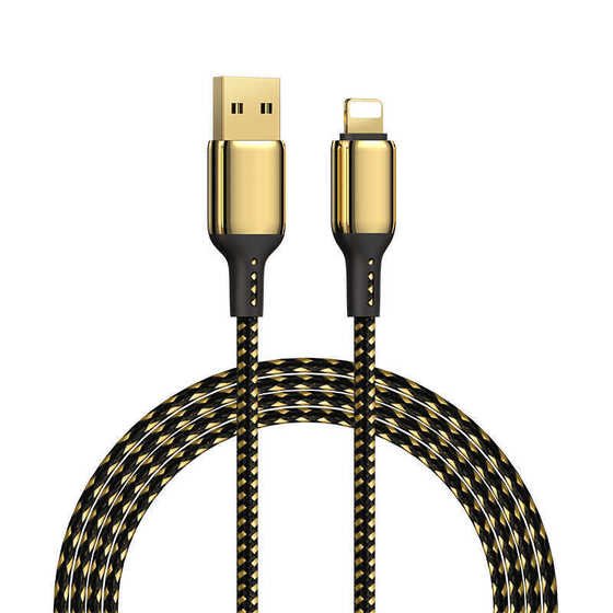 Wiwu Golden Series GD-100 Lightning USB Kablo 2.4A 20W Hızlı Şarj Kablosu 18K Altın Kaplama 3 metre