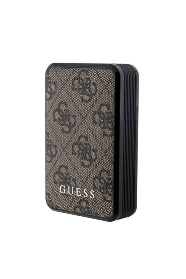 Powerbank Guess Lisanslı Dijital Led Göstergeli PU Deri 4G Metal 10000mAh 18W Kahverengi