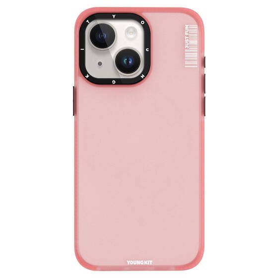 iPhone 15 Uyumlu Kılıf Buzlu Mat Tasarım Youngkit Colored Sand Serisi Kapak Pembe