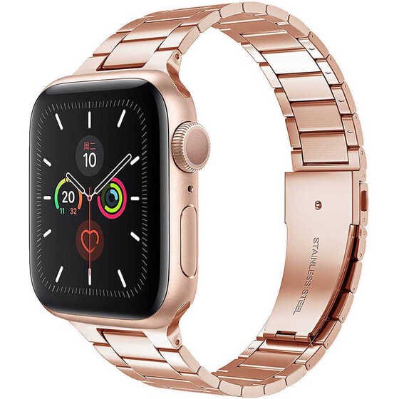 Apple Watch 38mm Wiwu Ultra Thin Steel Belt Three Beads Metal Saat Kordon Kayış Bileklik