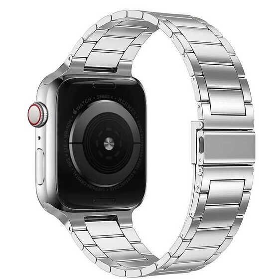 Apple Watch 38mm Wiwu Ultra Thin Steel Belt Three Beads Metal Saat Kordon Kayış Bileklik