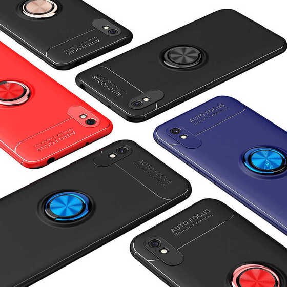 Xiaomi Redmi 9A Kılıf Yüzüklü Standlı Manyetikli Silikon Kılıf