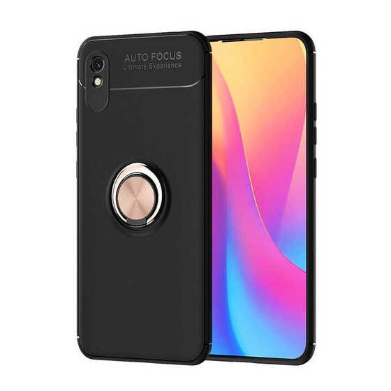 Xiaomi Redmi 9A Kılıf Yüzüklü Standlı Manyetikli Silikon Kılıf