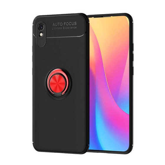 Xiaomi Redmi 9A Kılıf Yüzüklü Standlı Manyetikli Silikon Kılıf