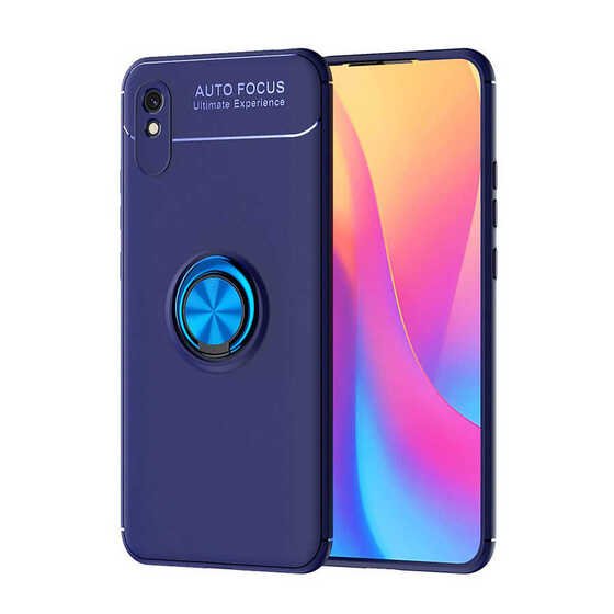 Xiaomi Redmi 9A Kılıf Yüzüklü Standlı Manyetikli Silikon Kılıf