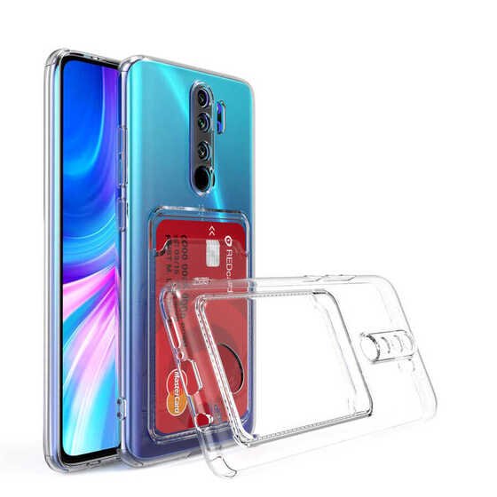 Xiaomi Redmi Note 8 Pro Kılıf Şeffaf Kartlıklı Kamera Korumalı Silikon