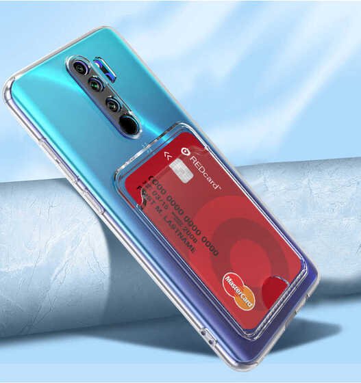 Xiaomi Redmi Note 8 Pro Kılıf Şeffaf Kartlıklı Kamera Korumalı Silikon