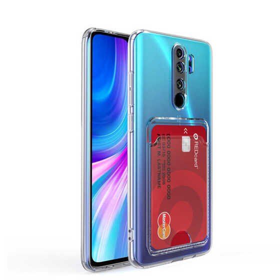 Xiaomi Redmi Note 8 Pro Kılıf Şeffaf Kartlıklı Kamera Korumalı Silikon