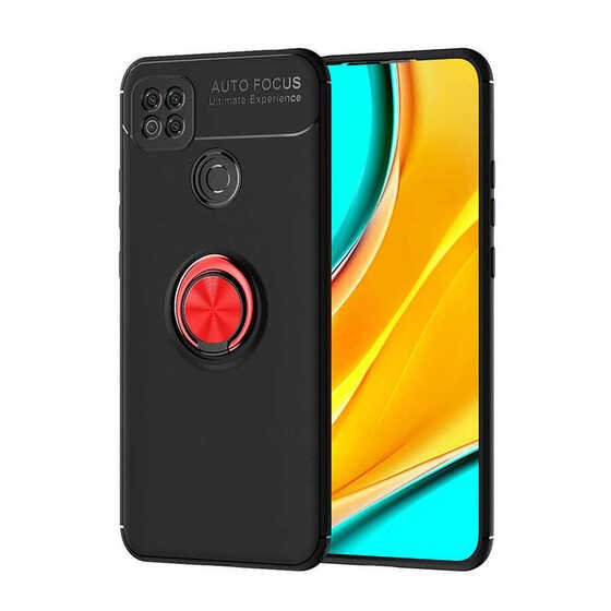 Xiaomi Redmi 9C Kılıf Yüzüklü Standlı Manyetikli Kalite Silikon