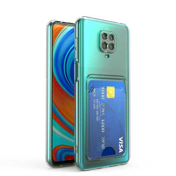 Xiaomi Redmi Note 9S Kılıf Şeffaf Kartlıklı Kamera Korumalı Silikon