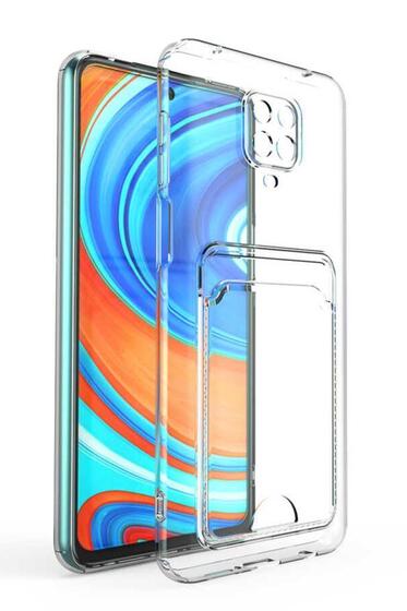 Xiaomi Redmi Note 9S Kılıf Şeffaf Kartlıklı Kamera Korumalı Silikon