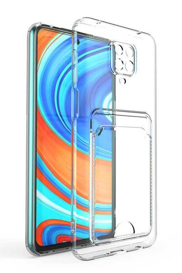 Xiaomi Redmi Note 9 Pro Kılıf Şeffaf Kartlıklı Kamera Korumalı Silikon