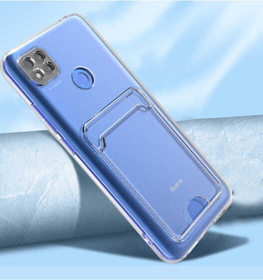 Xiaomi Redmi 9C Kılıf Şeffaf Kartlıklı Kamera Korumalı Silikon