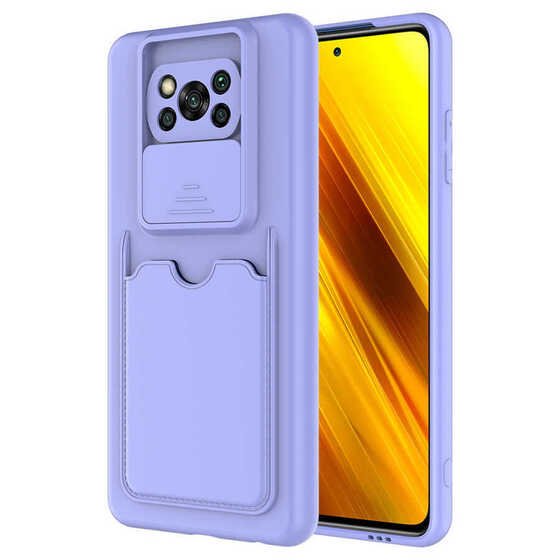 Xiaomi Poco X3 Kılıf ​Deri Görünümlü Kartlıklı Kamera Korumalı