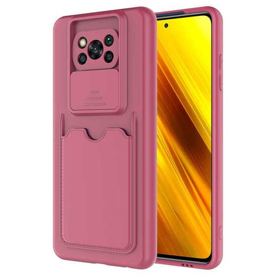 Xiaomi Poco X3 Kılıf ​Deri Görünümlü Kartlıklı Kamera Korumalı