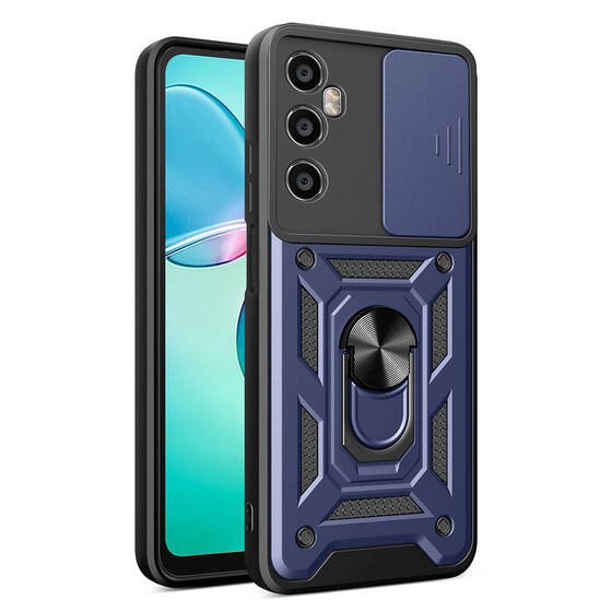 Realme C65 4G Kılıf Magnetik Standlı Kamera Korumalı Zore Sürgülü Vega Kapak