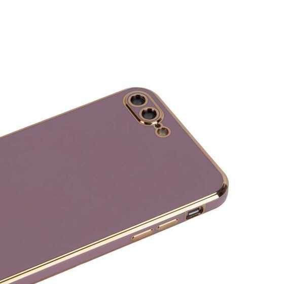 iPhone 7 Plus Kılıf Kamera Korumalı Altın Kenar Tasarım Silikon