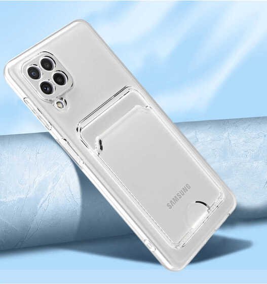 Galaxy M12 Kılıf Şeffaf Kartlıklı Kamera Korumalı Silikon