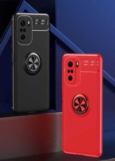 Xiaomi Poco F3 Kılıf Standlı Yüzüklü Manyetik Silikon