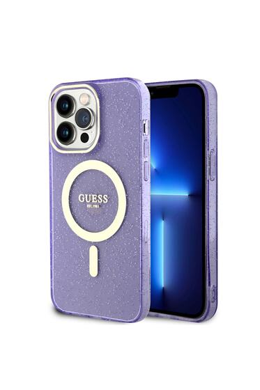 iPhone 13 Pro Max Uyumlu Kılıf GUESS Magsafe Şarj Özellikli Glitter Kapak