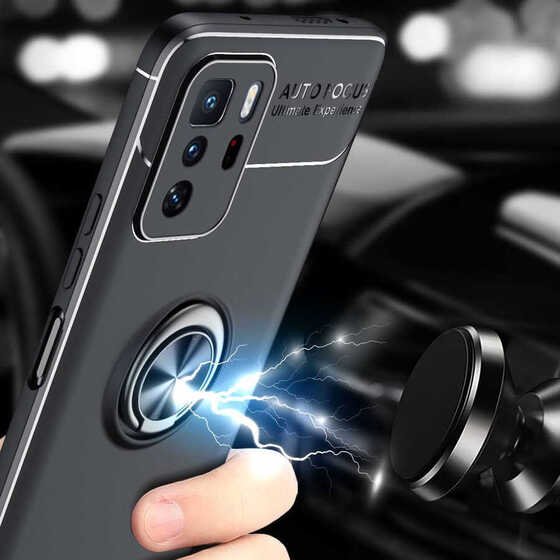 Xiaomi Poco X3 GT Kılıf Standlı Yüzüklü Manyetik Silikon