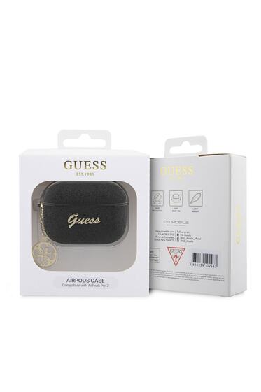 Airpods Pro 2 Uyumlu Kılıf GUESS Glitter 4G Charm Exclusive Tasarım