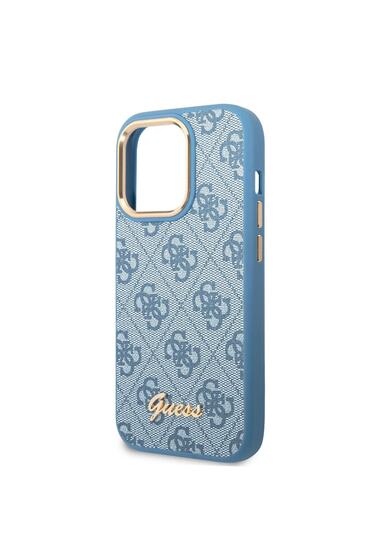 iPhone 14 Pro Max Uyumlu Kılıf GUESS PU Deri Metal Logo Dizaynlı Kapak