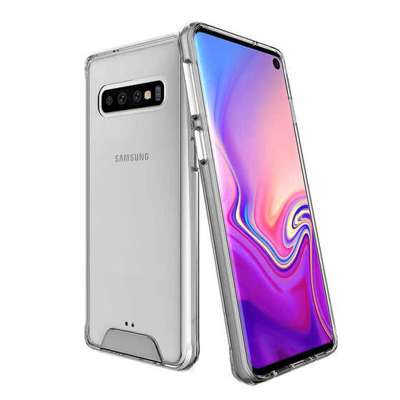 Galaxy S10E Kenarları Silikon Yüzeyi Sert Tamamen Şeffaf Kılıf