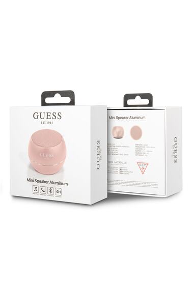 Mini Bluetooth Speaker GUESS Alüminyum Alaşım Gövde Tasarımlı Hoparlör Portable Pembe