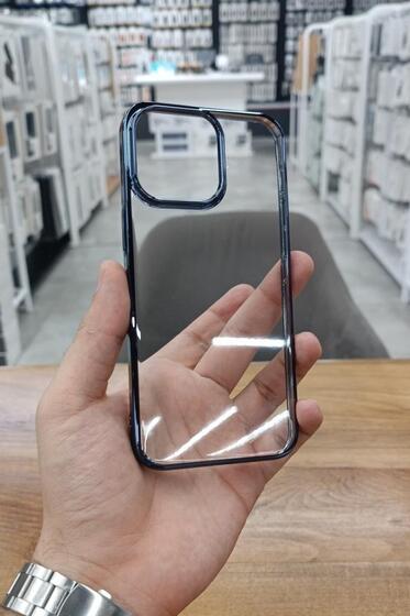 iPhone 15 Pro Max Kılıf Kamera ve Lens Korumalı Şeffaf Renkli Çerçeveli Sert PC Lüx Kapak