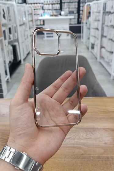 iPhone 15 Pro Max Kılıf Kamera ve Lens Korumalı Şeffaf Renkli Çerçeveli Sert PC Lüx Kapak