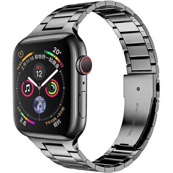 Apple Watch 42mm Wiwu Ultra Thin Steel Belt Three Beads Metal Saat Kordon Kayış Bileklik