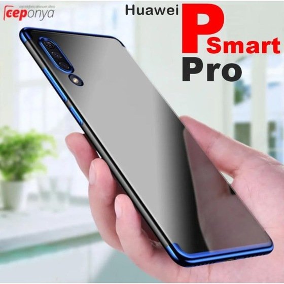 P Smart Pro 2019 Köşeleri Renkli Şeffaf Kamera Korumalı Kılıf