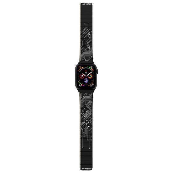 Watch 38mm Uyumlu Kordon Youngkit Technology Magnetik Tak Çıkar Silikon Strap Kayış Siyah