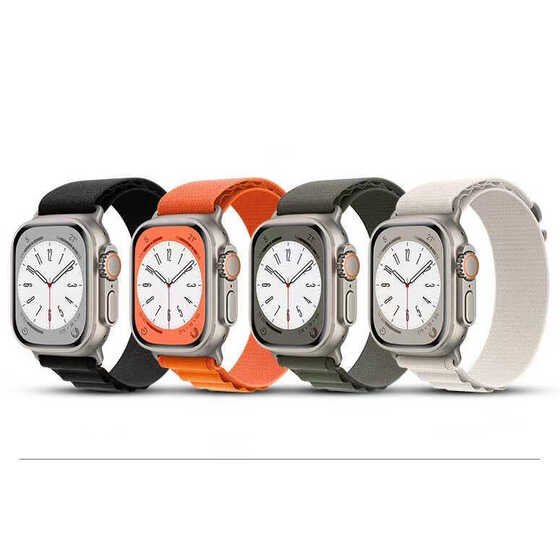 Apple Watch 7 45mm Renkli ​​​​KRD-74 Hasır Tokalı Kordon