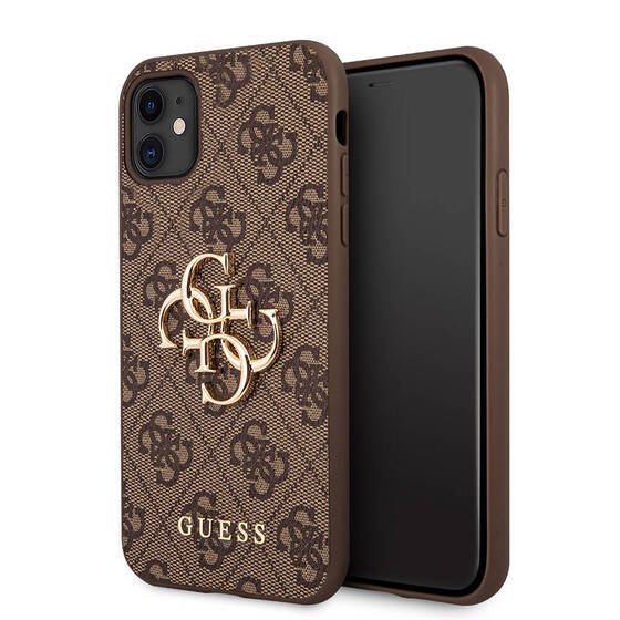 Apple iPhone 11 Kılıf Guess PU Deri Büyük Metal Logo Dizaynlı Kapak