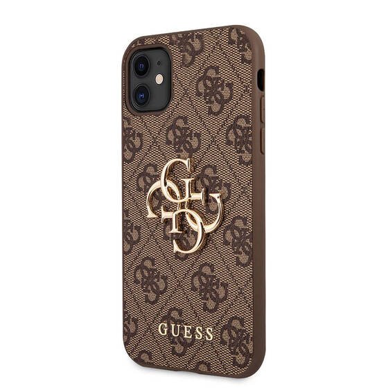 Apple iPhone 11 Kılıf Guess PU Deri Büyük Metal Logo Dizaynlı Kapak