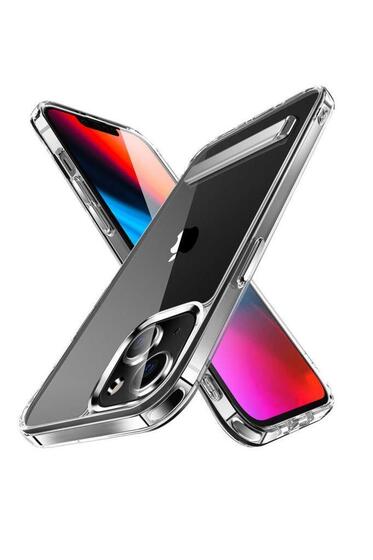 Apple iPhone 14 Plus Kılıf L Stand Şeffaf Kenarları Anti Şok Lüx Silikon