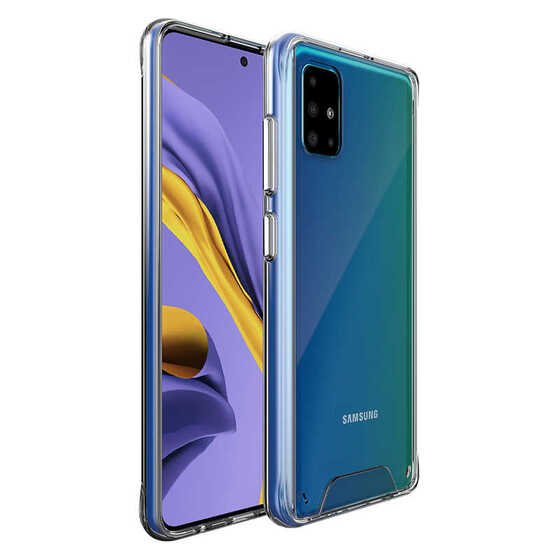 Galaxy A51 Kenarları Silikon Yüzeyi Sert Şeffaf Gard Kılıf